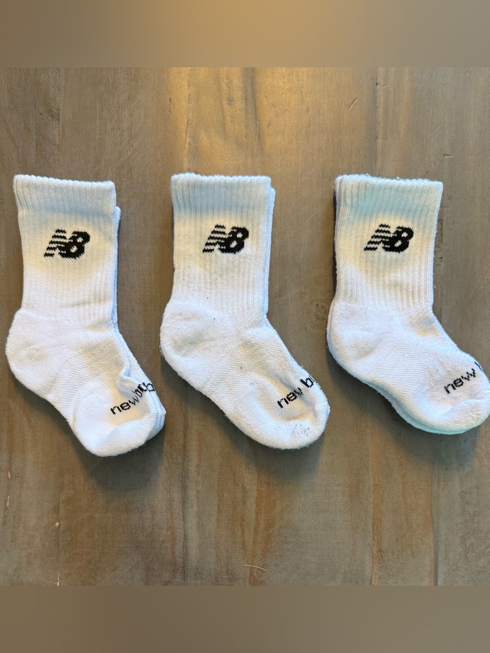 New Balance White Crew Athletic Socks with Black Logos - Kids